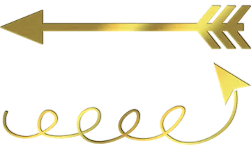 a gold arrow with the word feel on it