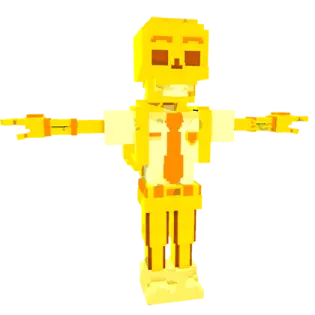 an orange and white robot with arms outstretched