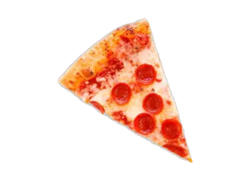 a slice of pizza on a white background
