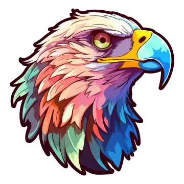 the head of an eagle with colorful feathers
