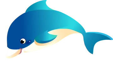 an illustration of a dolphin with its mouth open