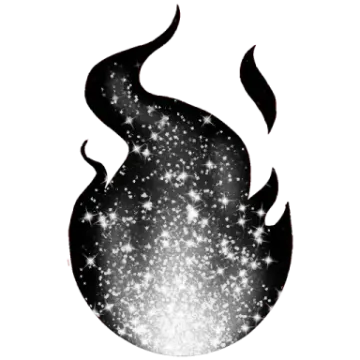 a black and white fire with stars on it