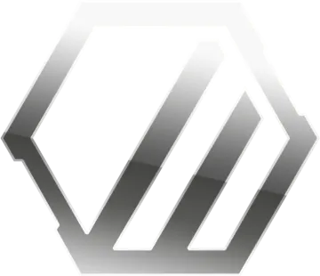 a black and white hexagon logo