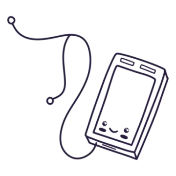 a phone with a cord attached to it