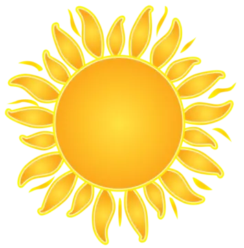 a yellow sun on a white background