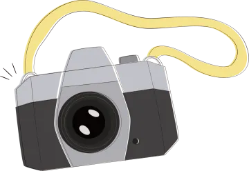 a camera with a yellow ribbon around it