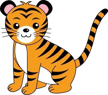 a cartoon tiger sitting on the ground
