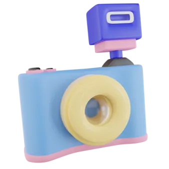 a blue and pink camera