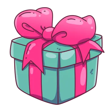 a pink gift box with a bow