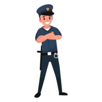 a police officer standing with his arms crossed