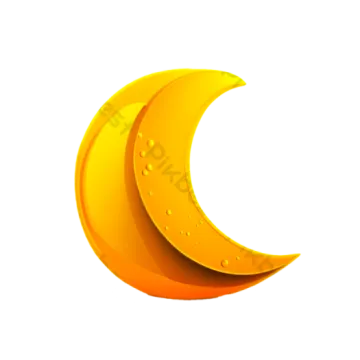 a yellow crescent on a white background