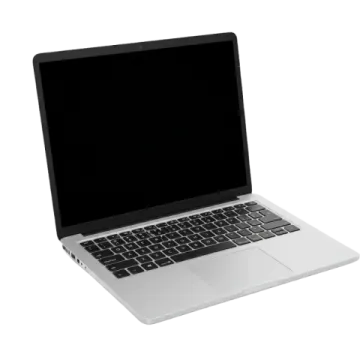an open laptop computer on a white background