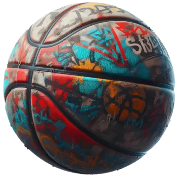 a basketball ball with graffiti on it