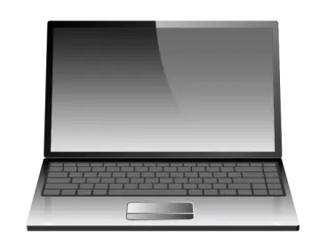 a laptop computer with a blank screen