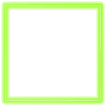 a green neon frame on a white background