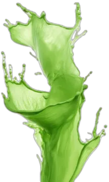 green paint splashing on a white background
