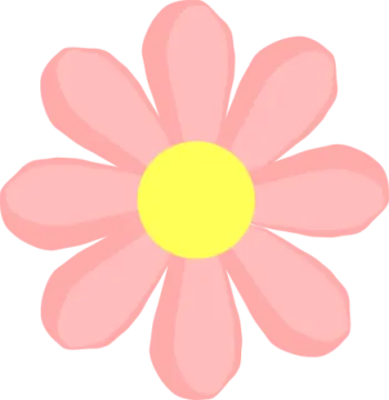 a pink flower with yellow center