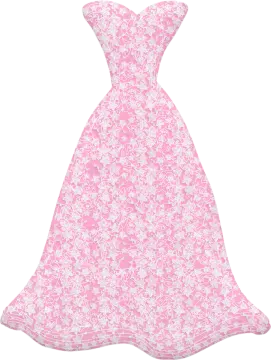 a pink and white floral dress on a white background