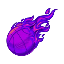 a basketball ball with flames on it