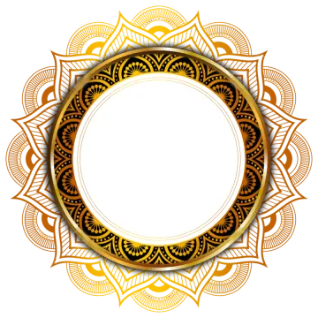 a gold and black circular frame on a white background