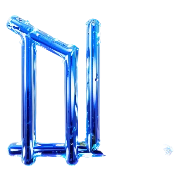 the letter h is made out of blue foil