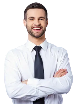 a man in a white shirt and black tie