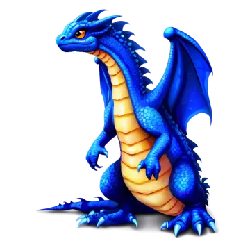 a blue dragon sitting on the ground