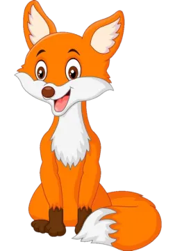 a cartoon fox sitting on the ground