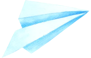 a watercolor drawing of a paper airplane