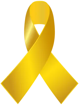a gold ribbon on a white background