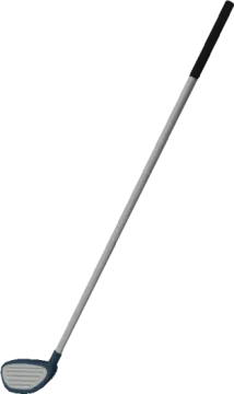 a white and blue golf club with a black handle