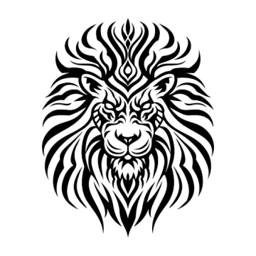a black and white lion head tattoo design