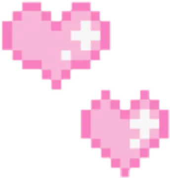 two pink hearts on white background