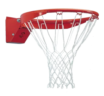 a red and white basketball hoop on a white background