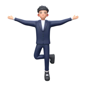 a man in a suit and tie is jumping