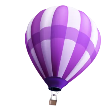 a purple and white hot air balloon