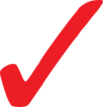 a red check mark on white background