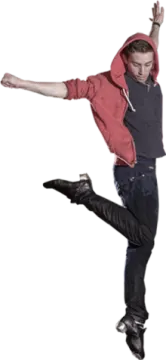 a man is jumping in the air