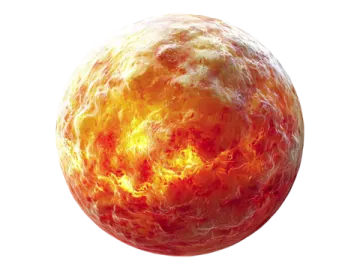 a ball of fire on a white background