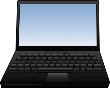a laptop computer with a blank screen
