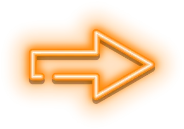 an orange glowing arrow icon with a white background