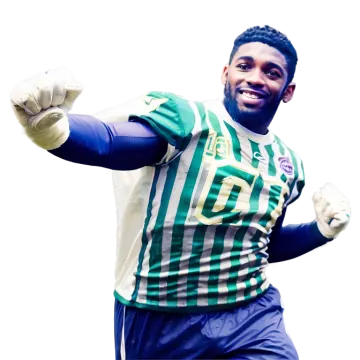 a man wearing a green and white striped shirt