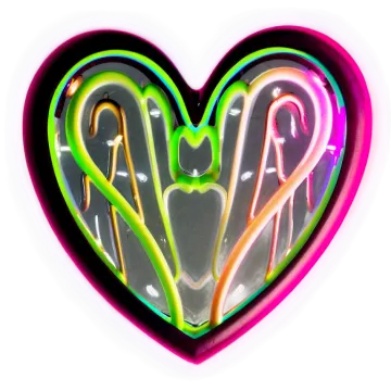 a heart shaped neon sign on a white background