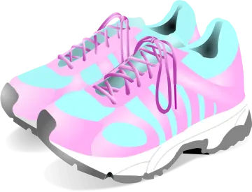 a pair of pink and blue sneakers