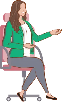 a woman sitting in an office chair