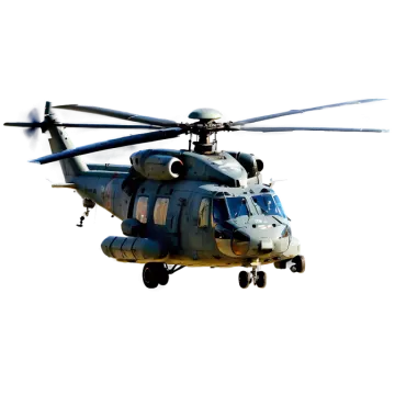 a military helicopter flying in the sky
