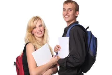 a man and a woman are holding papers