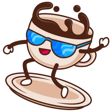 a coffee cup with sunglasses on it