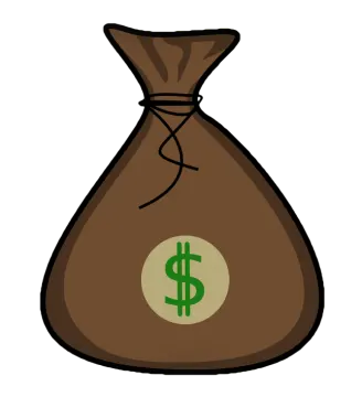 a brown bag with a dollar sign on it
