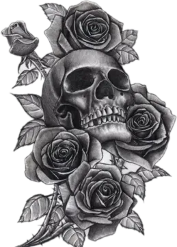 a skull and roses tattoo design